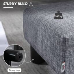 Wyld Haus Nekael Linen Look Grey Footstool Compact Rectangular Stool 4 Plastic - thumbnail 6