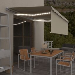 Berkfield Home Manual Retractable Awning with Blind&LED 4x3m Cream - thumbnail 1