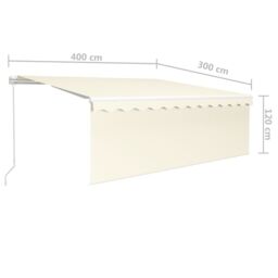 Berkfield Home Manual Retractable Awning with Blind&LED 4x3m Cream - thumbnail 7