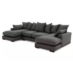 SNUG FURNITURE BIRMINGHAM LTD Linea Plush Velvet U Shape Double Ended Sofa With Wide Footstool in Grey - thumbnail 2