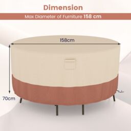 Costway 158 CM Round Patio Furniture Cover Outdoor Dining Table Chair Set Cover - thumbnail 5