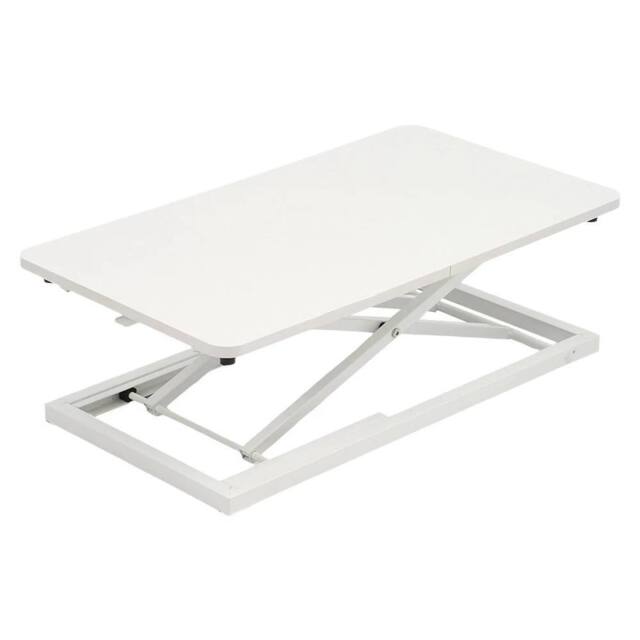 KORVIXA White Standing Desk Converter Adjustable Height Computer Desk - Size: 100 cm x 100 cm - image 1