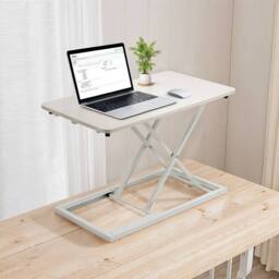 KORVIXA White Standing Desk Converter Adjustable Height Computer Desk - Size: 100 cm x 100 cm - thumbnail 4