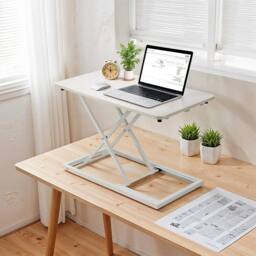 KORVIXA White Standing Desk Converter Adjustable Height Computer Desk - Size: 100 cm x 100 cm - thumbnail 3