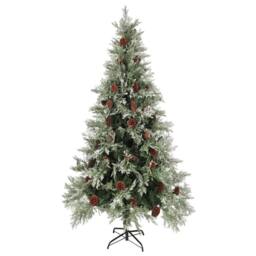 Berkfield Home Christmas Tree with Pine Cones Green & White 225 cm PVC&PE - thumbnail 1