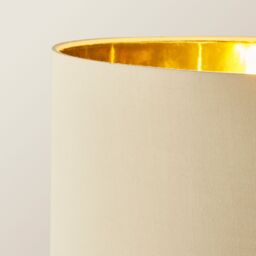 ValueLights Christina Fabric with Gold Inner Drum Shade Gold Palm Leaf Floor Lamp with Bulb in Beige - thumbnail 4
