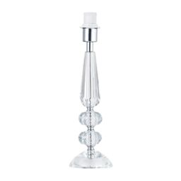 Happy Homewares Designer Clear K9 Crystal Glass Table Lamp Base with Faceted Spheres - thumbnail 1