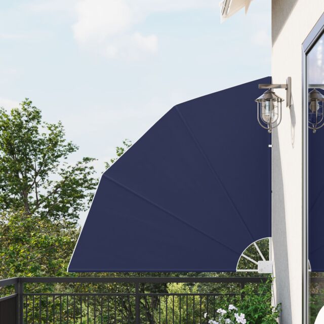 Berkfield Home Balcony Privacy Screen Folding Manual Navy blue 140 x 140 cm Fabric - image 1