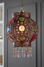 ValueLights Bazaar Moroccan Jewelled Bronze Easy Fit Ceiling Pendant Lamp Shade