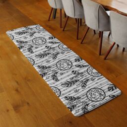 Benjamin Tate Design Black Contour Runner Rug in Natural - Size: 67 cm x 230 cm - thumbnail 2
