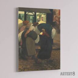"Artery8 The Laundresses Oil Painting Steinlen Canvas Wall Art Print - Size: W18"" x H24""" - thumbnail 2