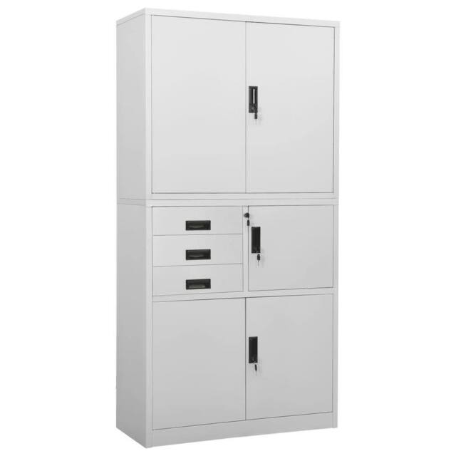 Berkfield Home Office Cabinet Light Grey 90x40x180 cm Steel - Size: 90 x 40 x 180 cm - image 1