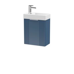 Balterley Retro Wall Hung Bathroom Vanity Basin Unit - 400mm - Satin Blue - thumbnail 1
