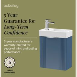 Balterley Retro Wall Hung Bathroom Vanity Basin Unit - 400mm - Satin Blue - thumbnail 6