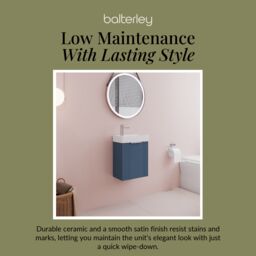 Balterley Retro Wall Hung Bathroom Vanity Basin Unit - 400mm - Satin Blue - thumbnail 7
