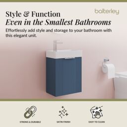 Balterley Retro Wall Hung Bathroom Vanity Basin Unit - 400mm - Satin Blue - thumbnail 2