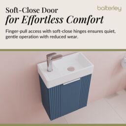 Balterley Retro Wall Hung Bathroom Vanity Basin Unit - 400mm - Satin Blue - thumbnail 3