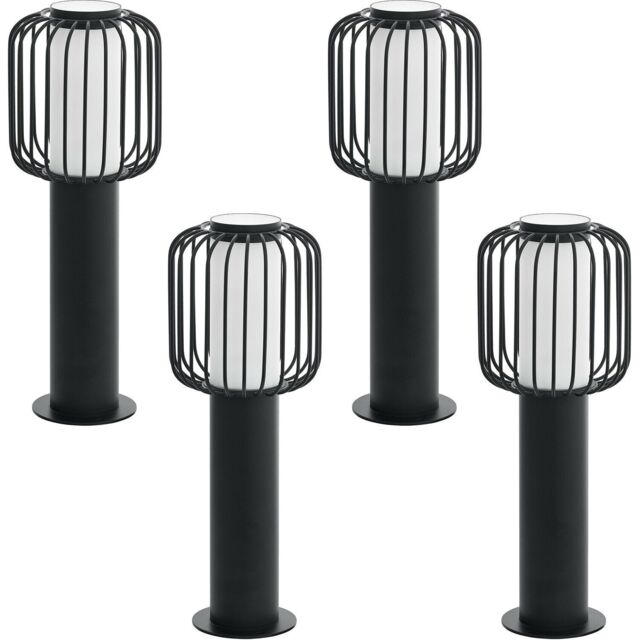 Loops 4 PACK IP44 Outdoor Pedestal Light Black Steel 1x 28W E27 Wall Gate Lamp - image 1