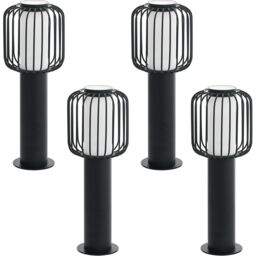 Loops 4 PACK IP44 Outdoor Pedestal Light Black Steel 1x 28W E27 Wall Gate Lamp