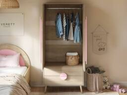 Flair Noah 2 Door Wardrobe with 2 Drawers Oak in Pink - thumbnail 3