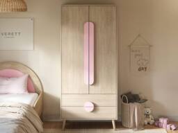Flair Noah 2 Door Wardrobe with 2 Drawers Oak in Pink - thumbnail 2