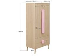 Flair Noah 2 Door Wardrobe with 2 Drawers Oak in Pink - thumbnail 7
