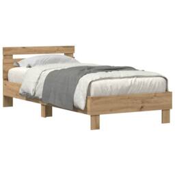 Berkfield Home Bed Frame with LED Lights Artisan Oak 75x190 cm Engineered Wood in Light Brown - thumbnail 3