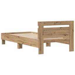 Berkfield Home Bed Frame with LED Lights Artisan Oak 75x190 cm Engineered Wood in Light Brown - thumbnail 7