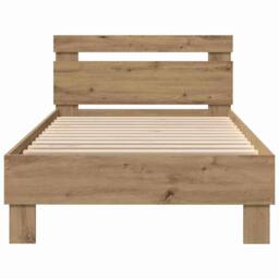 Berkfield Home Bed Frame with LED Lights Artisan Oak 75x190 cm Engineered Wood in Light Brown - thumbnail 5
