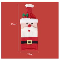 Leaper Knitted Santa Claus Wine Bottle Cover for Christmas Decorations in Red - thumbnail 2