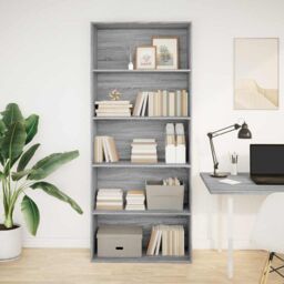 Berkfield Home Book Cabinet Grey Sonoma 80x30x189 cm Engineered Wood - Size: 80 x 30 x 189 cm - thumbnail 2