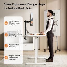 VonHaus Small Home Office Electric Standing Desk with USB-C Charging in White - thumbnail 5