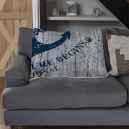 Benjamin Tate Design Anchor Print On Wood Blanket in Natural - Size: 120 cm x 150 cm - thumbnail 2