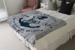 Benjamin Tate Design Anchor Print On Wood Blanket in Natural - Size: 120 cm x 150 cm - thumbnail 3