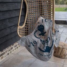 Benjamin Tate Design Anchor Print On Wood Blanket in Natural - Size: 120 cm x 150 cm - thumbnail 4
