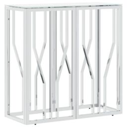 Berkfield Home Console Table Silver 70x30x70 cm Stainless Steel & Glass - Size: 70 x 30 x 70 cm - thumbnail 2