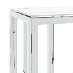 Berkfield Home Console Table Silver 70x30x70 cm Stainless Steel & Glass - Size: 70 x 30 x 70 cm - thumbnail 5