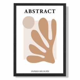 ARTZE Matisse Floral Cutout Orange & Beige Mid Century Framed Print SIZE: A4 with Black Frame - thumbnail 1