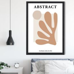 ARTZE Matisse Floral Cutout Orange & Beige Mid Century Framed Print SIZE: A4 with Black Frame - thumbnail 2