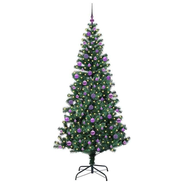 Berkfield Home Elegant Artificial Pre-lit Christmas Tree Green 210 cm PVC & Metal - image 1