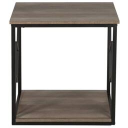 Wyld and Coco Home Side Table - Dark Wood Laminate Top Black Metal Frame 56 x 56 cm in Brown - thumbnail 5