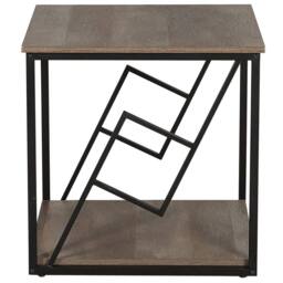 Wyld and Coco Home Side Table - Dark Wood Laminate Top Black Metal Frame 56 x 56 cm in Brown - thumbnail 4