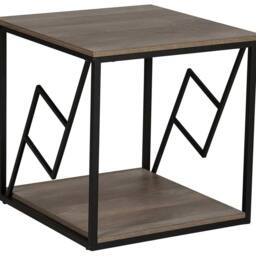 Wyld and Coco Home Side Table - Dark Wood Laminate Top Black Metal Frame 56 x 56 cm in Brown - thumbnail 2