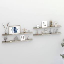 Berkfield Home Wall Shelves 4 pcs Concrete Grey 100x9x3 cm - Size: 100 x 9 x 3 cm - thumbnail 2