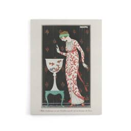 "Artery8 Coral Evening Dress Fashion Advert Barbier Canvas Wall Art in White - Size: W24"" x H32""" - thumbnail 1