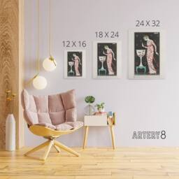 "Artery8 Coral Evening Dress Fashion Advert Barbier Canvas Wall Art in White - Size: W24"" x H32""" - thumbnail 4