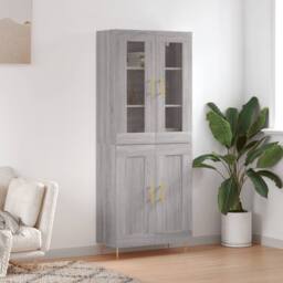 Berkfield Home Highboard Grey Sonoma 69.5x34x180 cm Engineered Wood - thumbnail 1