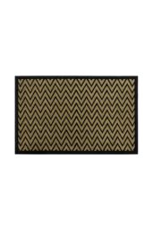 JVL Vienna Rubber Backed Scraper Doormat 60x90cm Zigzag in Natural - Size: 60 cm x 90 cm - thumbnail 1