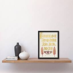 Artery8 Chard & Red Winged Grasshopper Calligraphy Framed Wall Art Print in Gold - Size: A4 - thumbnail 4