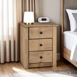Seconique Panama 3 Drawer Bedside in Natural